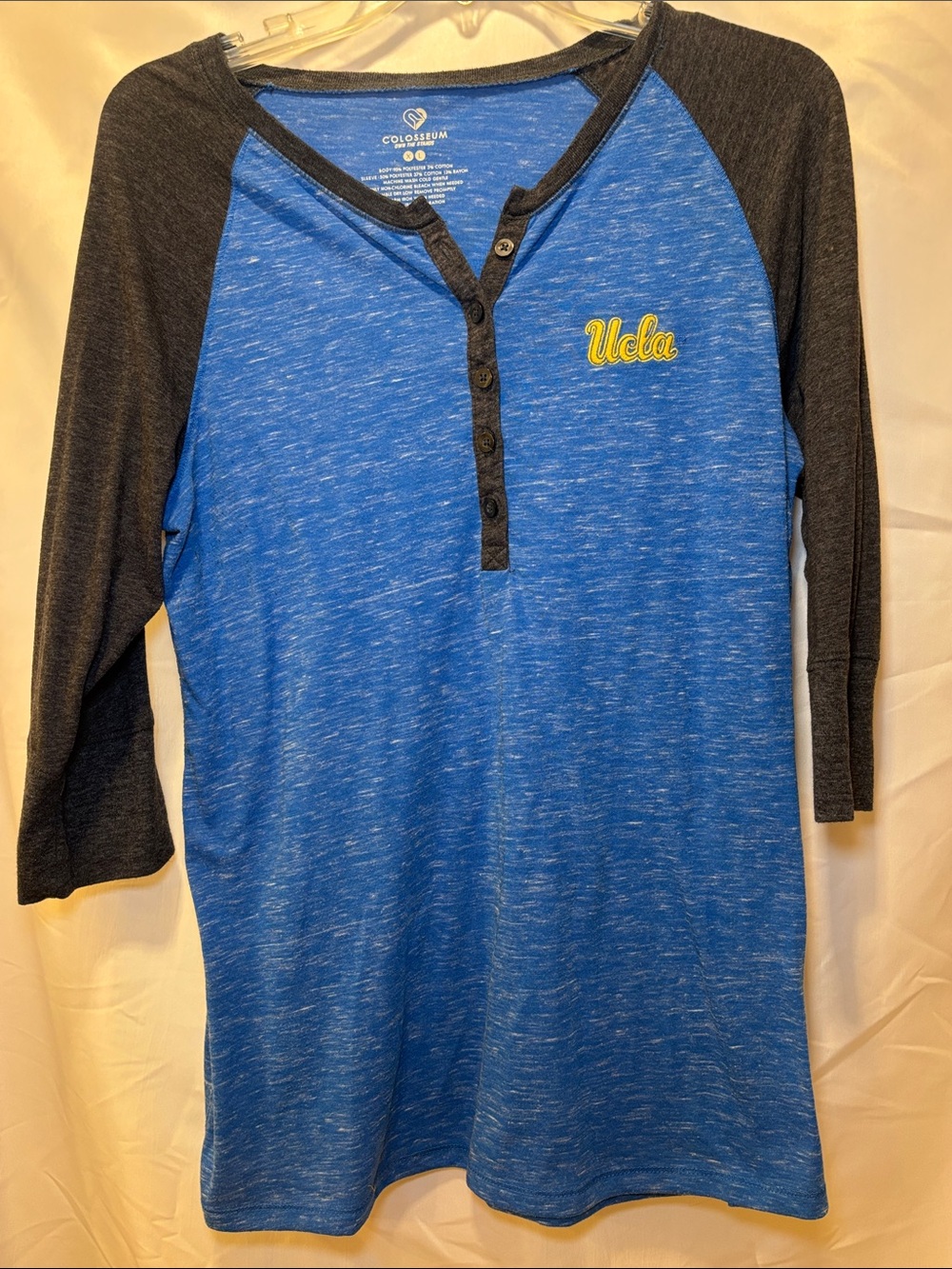 Colosseum UCLA Blue and Charcoal Raglan Henley